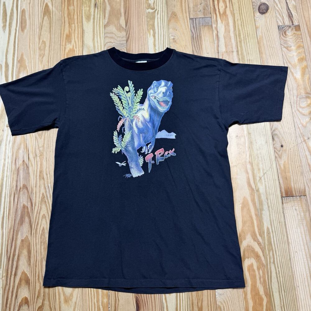 Vintage 90s Wrangler T-Rex Dinosaur Graphic T-Shirt Men’s XL USA Made Black